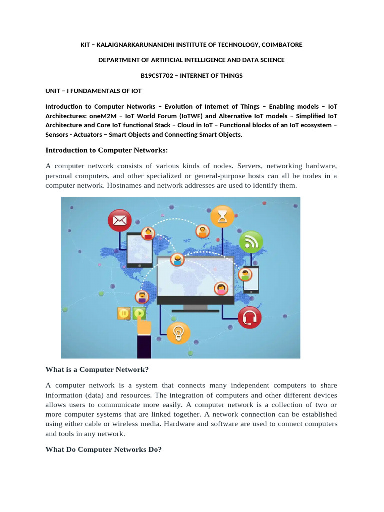 IoT Fundamentals and Computer Networks | PDF | Computer Network ...