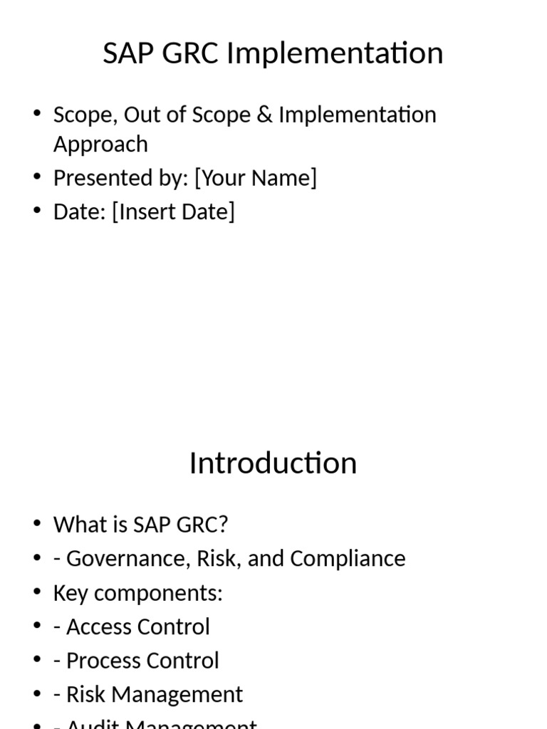 SAP GRC Implementation Overview | PDF