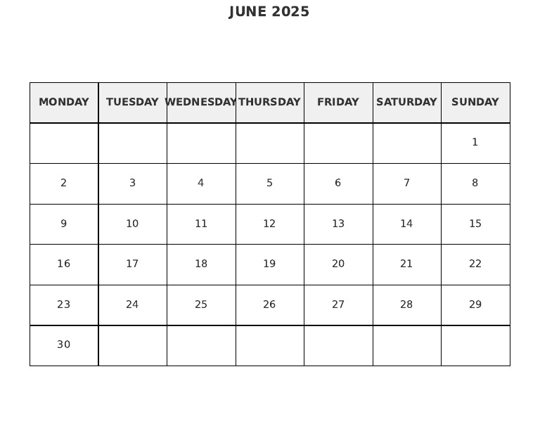 June 2025 Calendar | PDF