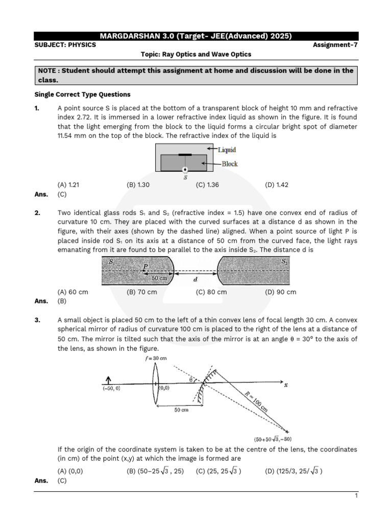 Ray Optics: Lens and Mirror Setup Analysis | PDF | Optics | Mirror