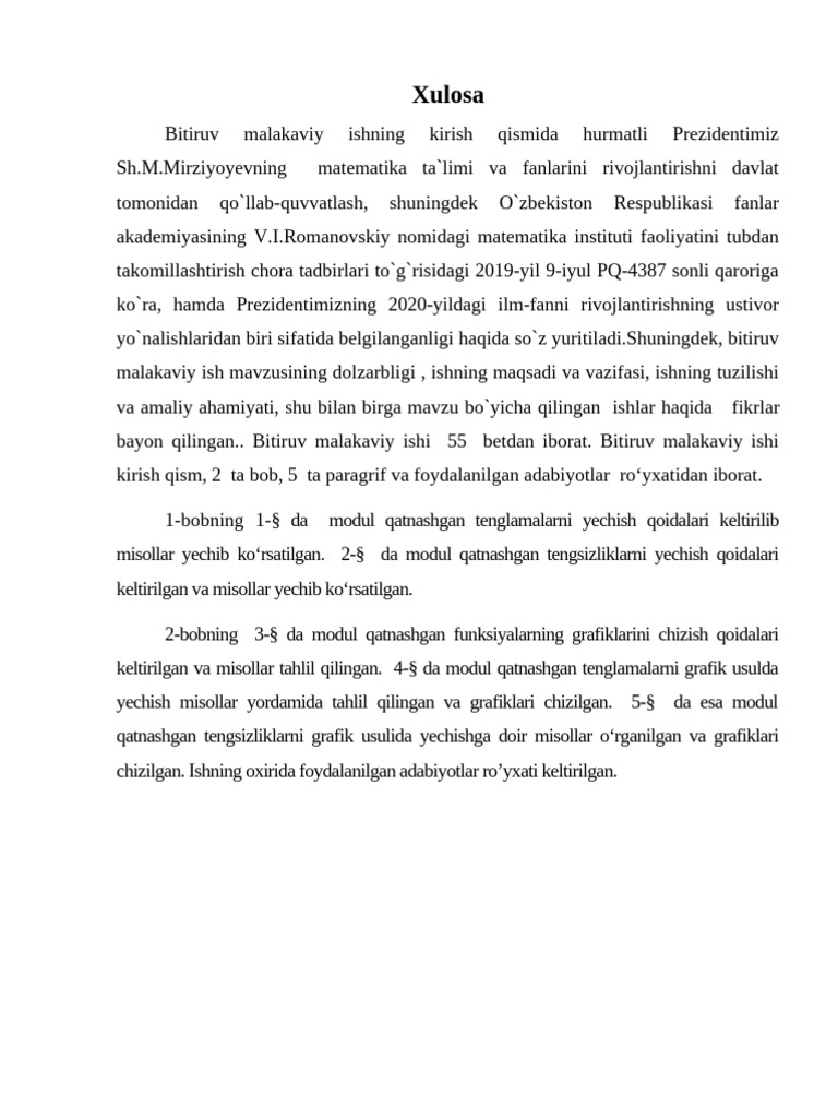 Xulosa | PDF