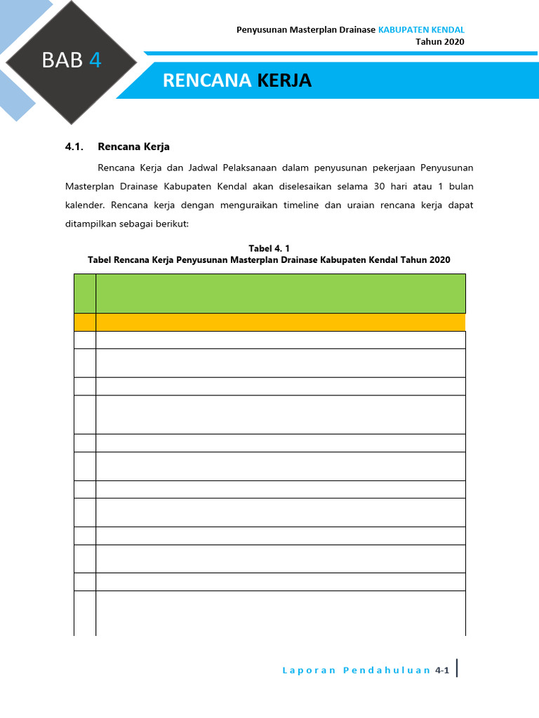 Bab 4 Rencana Kerja Pdf