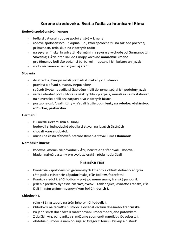 Korene Stredoveku - Byzantská Ríša - Arabská Ríša - Franská Ríša | PDF