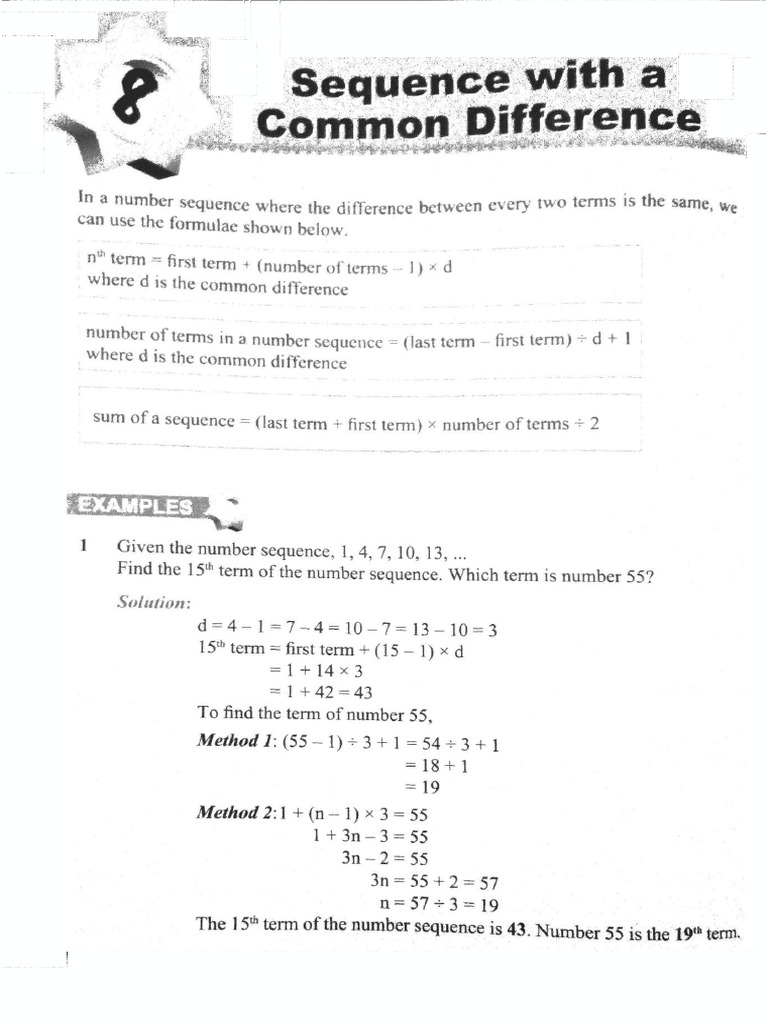 8 - Sequence With A Common Difference | PDF