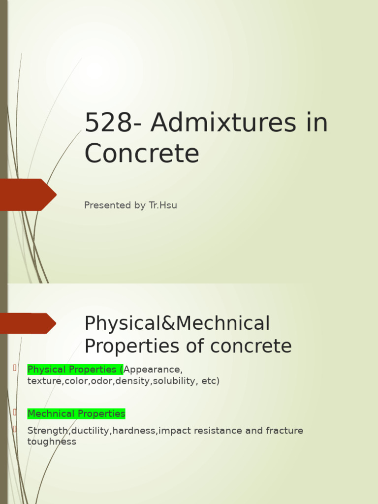 Concrete Admixtures: Types & Benefits | PDF