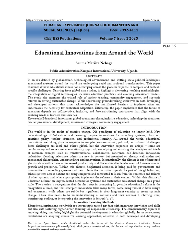 Global Educational Innovations Explored | PDF | Innovation | Teachers