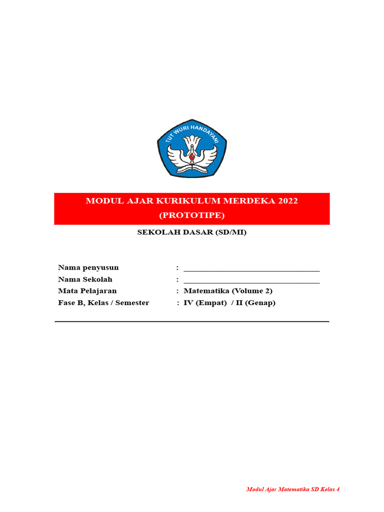 Modul Ajar Matematika Kelas 4 SD | PDF