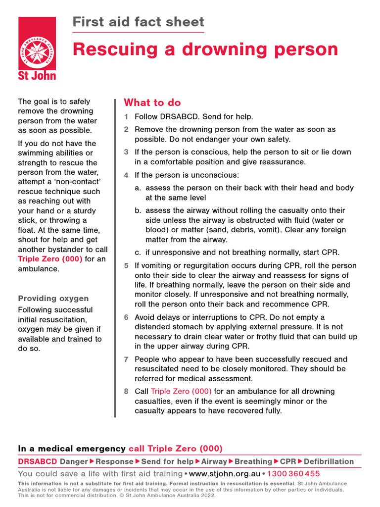 Drowning Rescue First Aid Steps | PDF | Cardiopulmonary Resuscitation ...