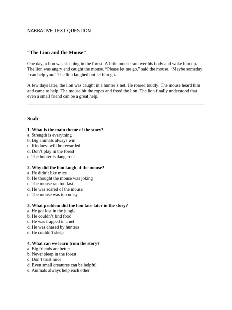 Narrative Text Questions | PDF