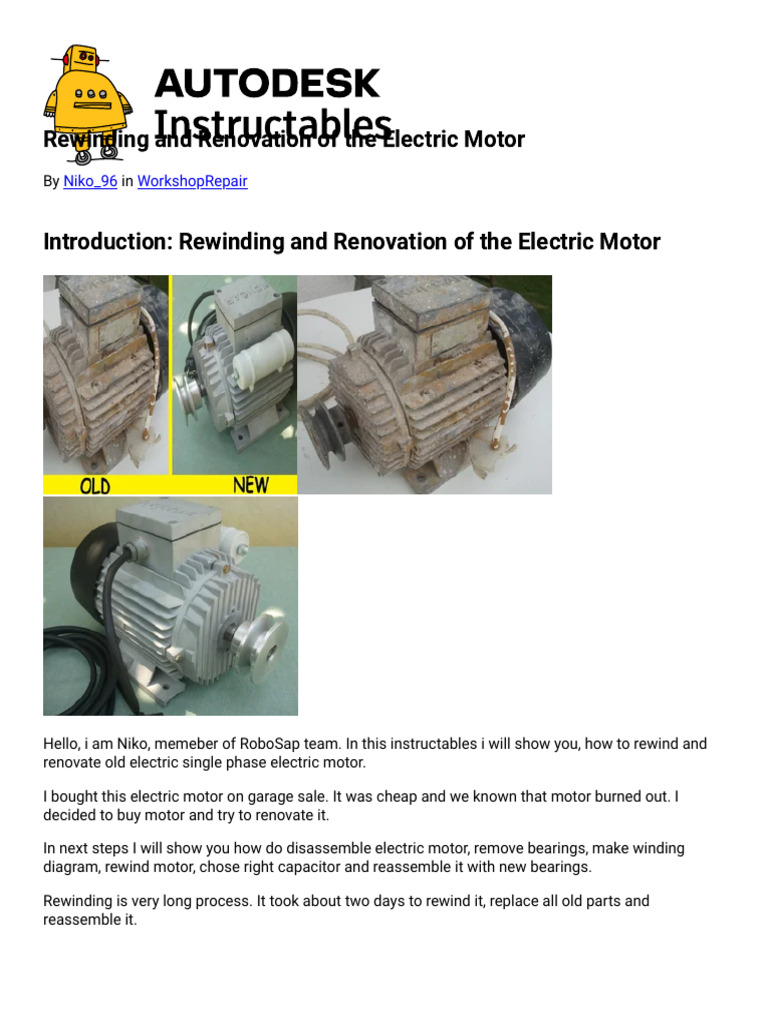 Electric Motor Rewinding Guide | PDF | Electric Motor | Electrical ...