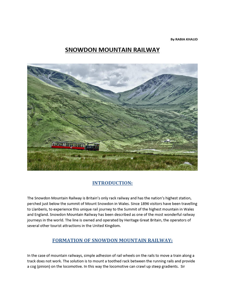 Snowdon Mountain Railway Overview | PDF | Sustainable Transport ...