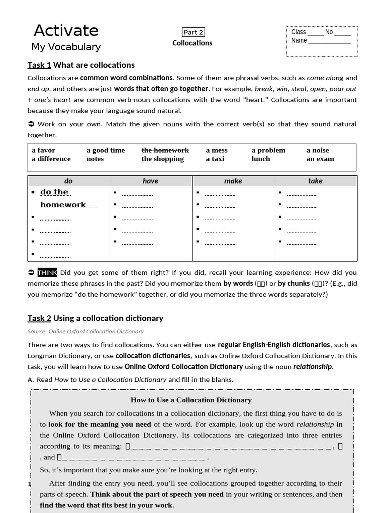 Using Collocation Dictionaries Effectively | PDF | Vocabulary | Word