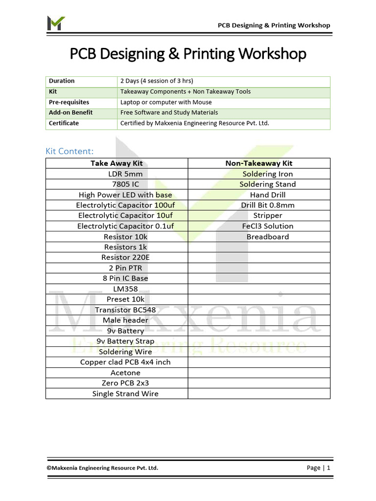 PCB Design & Printing Workshop Guide | PDF | Printed Circuit Board ...