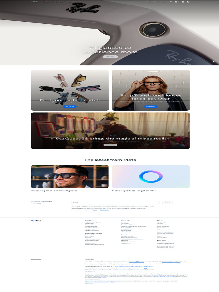 Meta Store: AI Glasses & VR Headsets | PDF | Mobile App | Software