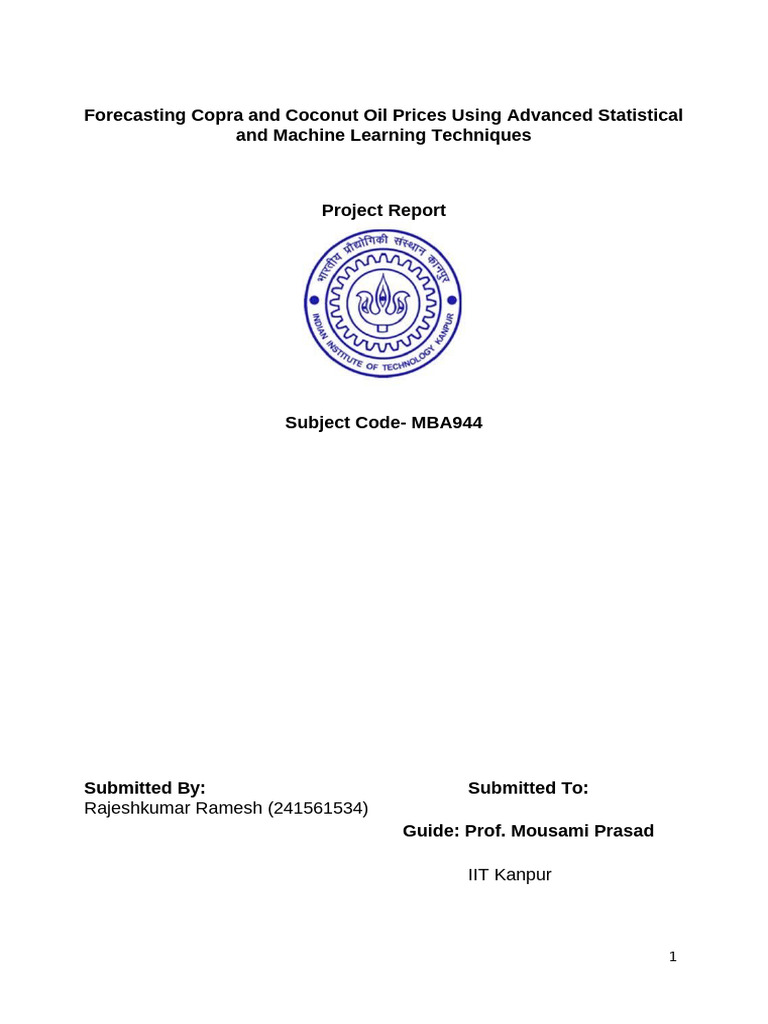 Forecasting Copra and Coconut Oil Prices Using Advanced Statistical and ...