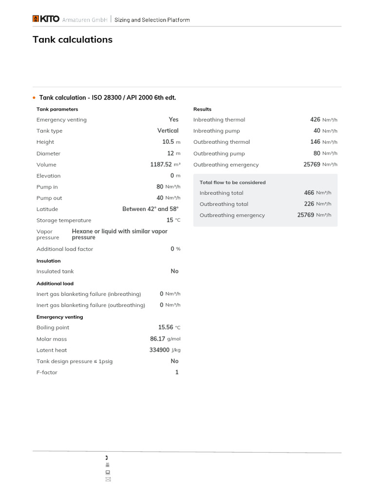 Tank Calculation ISO 28300/API 2000 | PDF | Gases | Continuum Mechanics