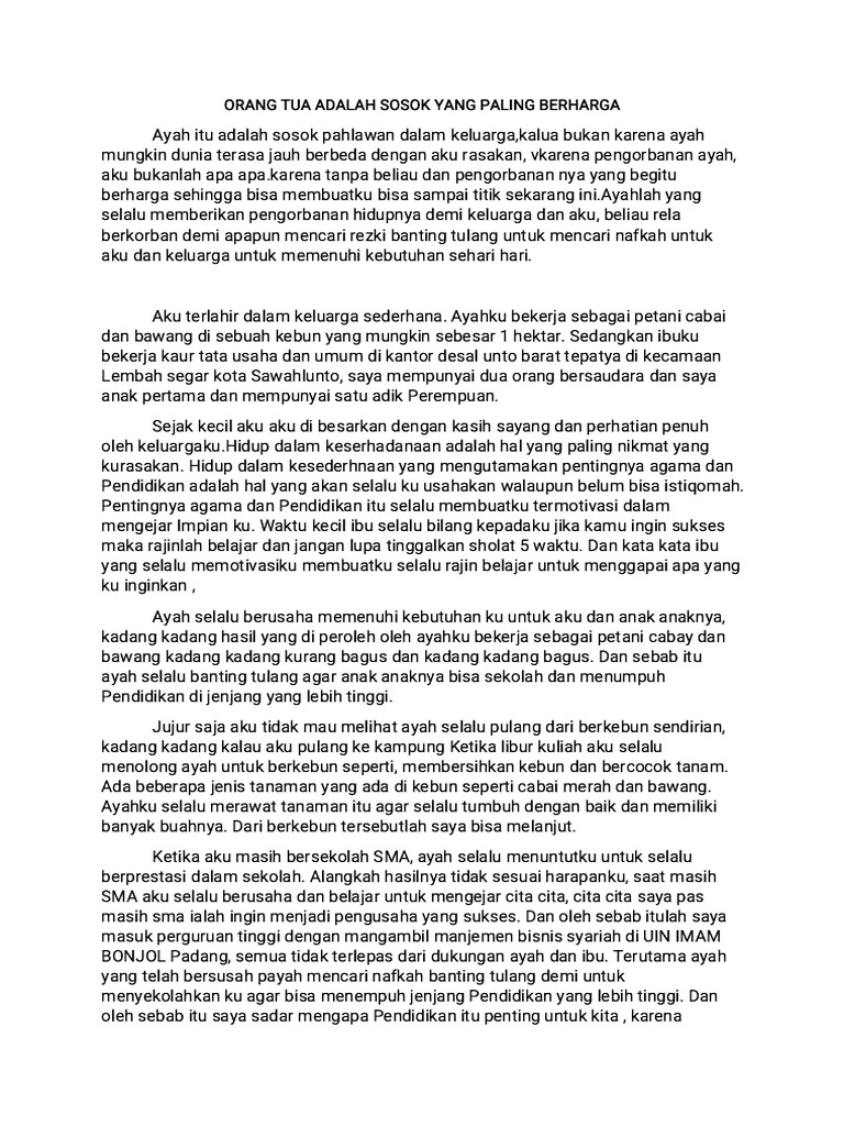 Pengorbanan Ayah dan Ibu dalam Hidupku | PDF