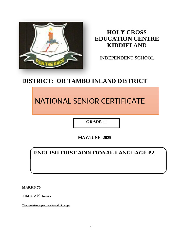 Grade 11 English Paper 2 Exam 2025 | PDF | Sonnets | Stanzaic Form