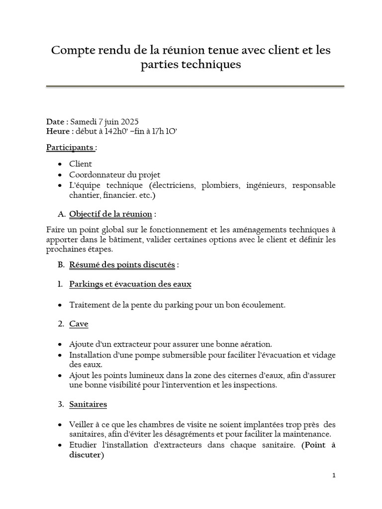 Compte rendu réunion client-technique | PDF