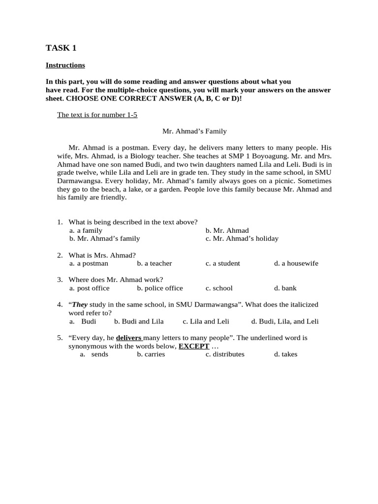 READING TASK GROUP 4 (Revise) | PDF | Multiple Choice | Chess