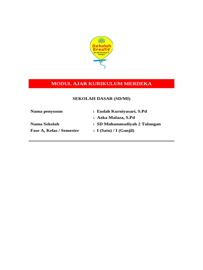 Modul Ajar Matematika Kelas 1 SD | PDF