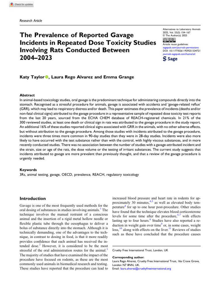 Gavage Incidents in Rat Toxicity Studies | PDF | Laboratory Rat | Toxicity