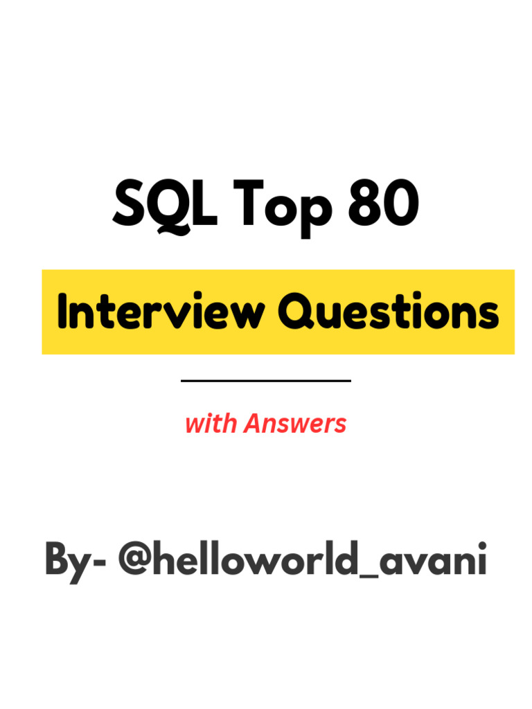 SQL Interview Questions | PDF