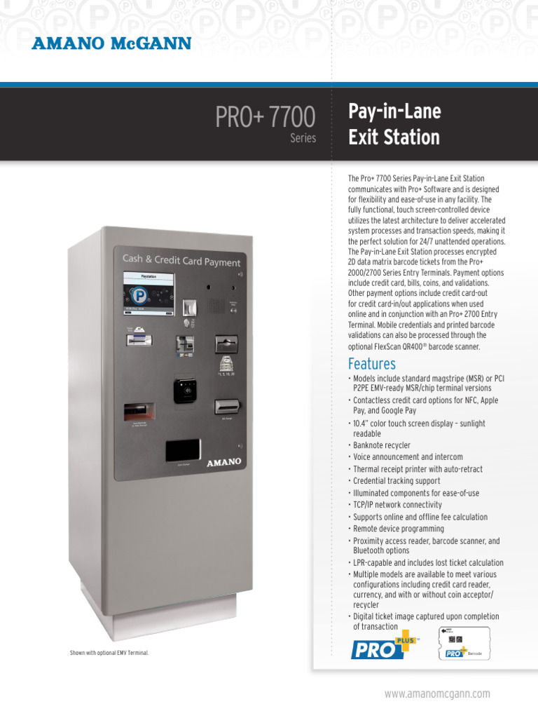 Pro 7700 Pay in Lane Station | PDF | Barcode | Emv