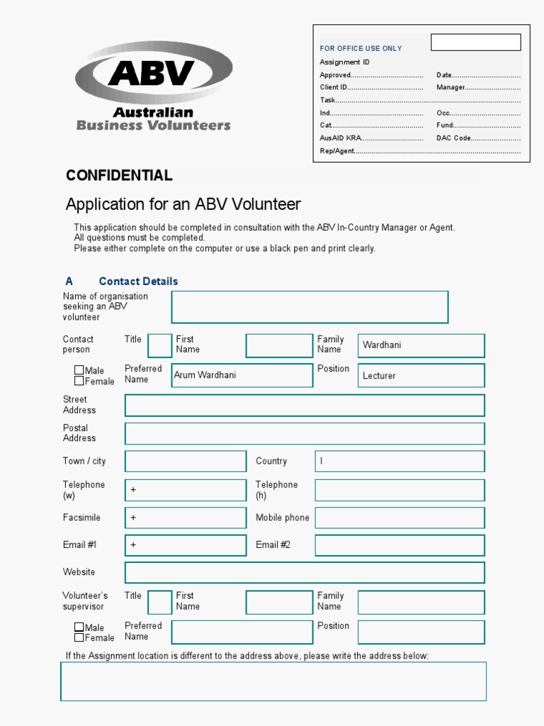 Volunteer Assignment Application Improving Cost Center Allocation and