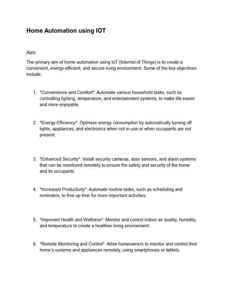 Home Automation with IoT Objectives | PDF | Internet Of Things | Home ...