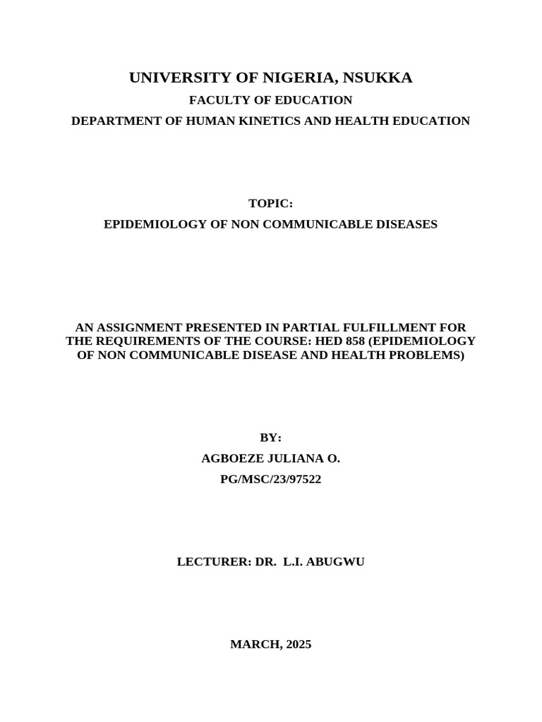 Epidemiology of Non-Communicable Diseases | PDF | Non Communicable ...