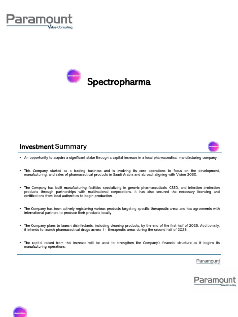 Spectropharma: Saudi Generic Pharma Growth | PDF | Net Income ...