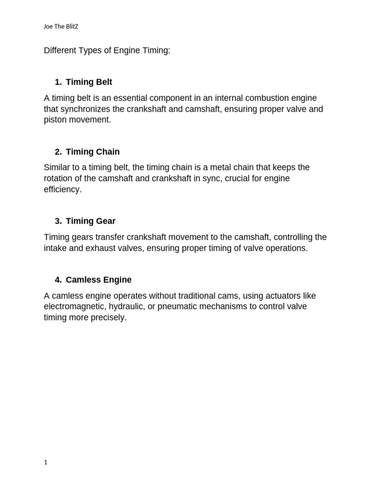Types of Engine Timing Systems | PDF