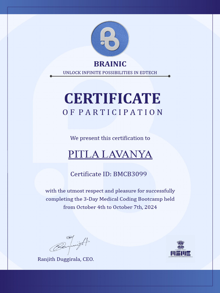 Bootcamp Certificate PITLA LAVANYA | PDF