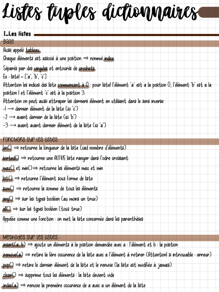 Listes, tuples et dictionnaires en Python | PDF | Programmation ...