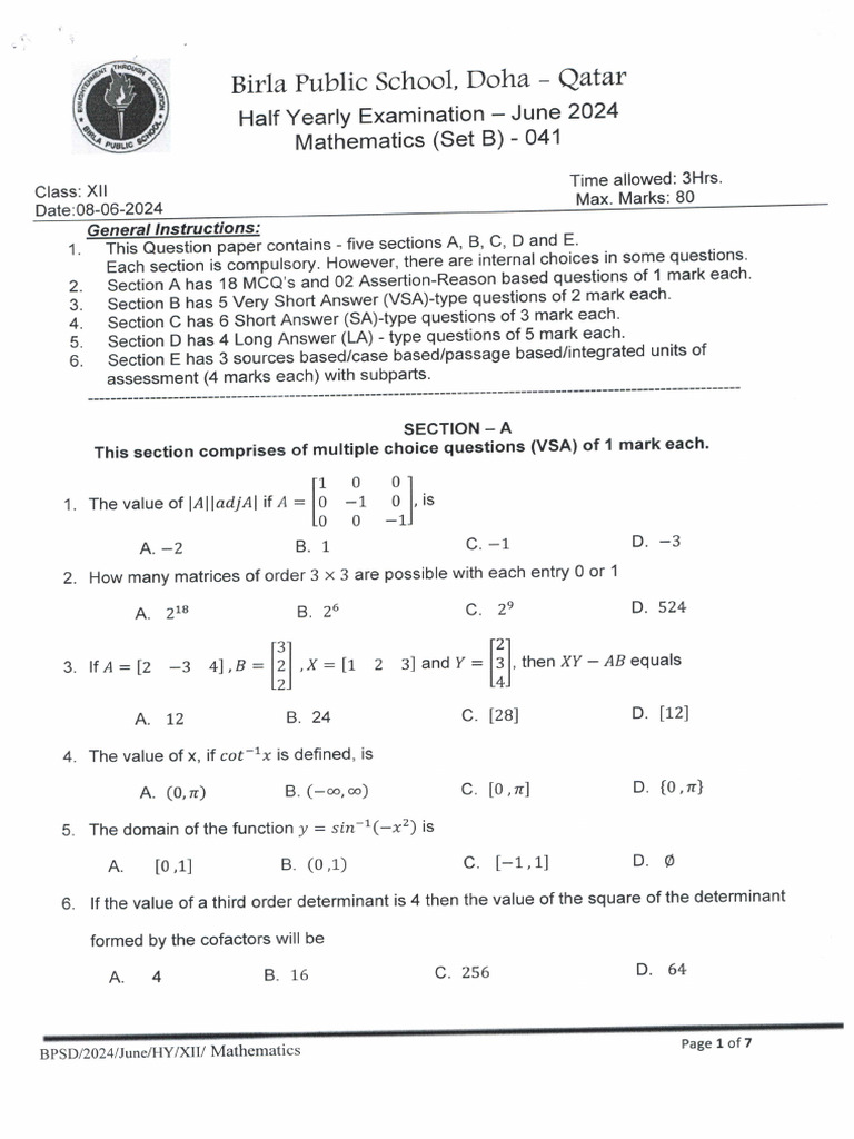 Maths Set B | PDF