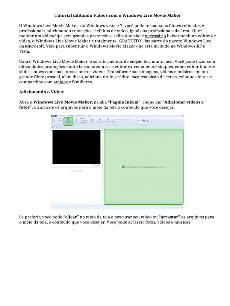 Tutorial de Edição no Movie Maker | PDF | Microsoft Windows | Vídeo
