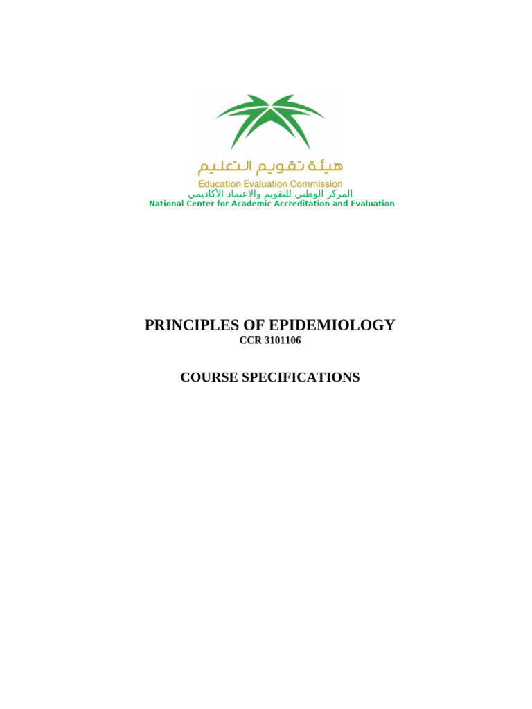 Course-Specifications Epidemiology 2018 | PDF | Educational Assessment ...