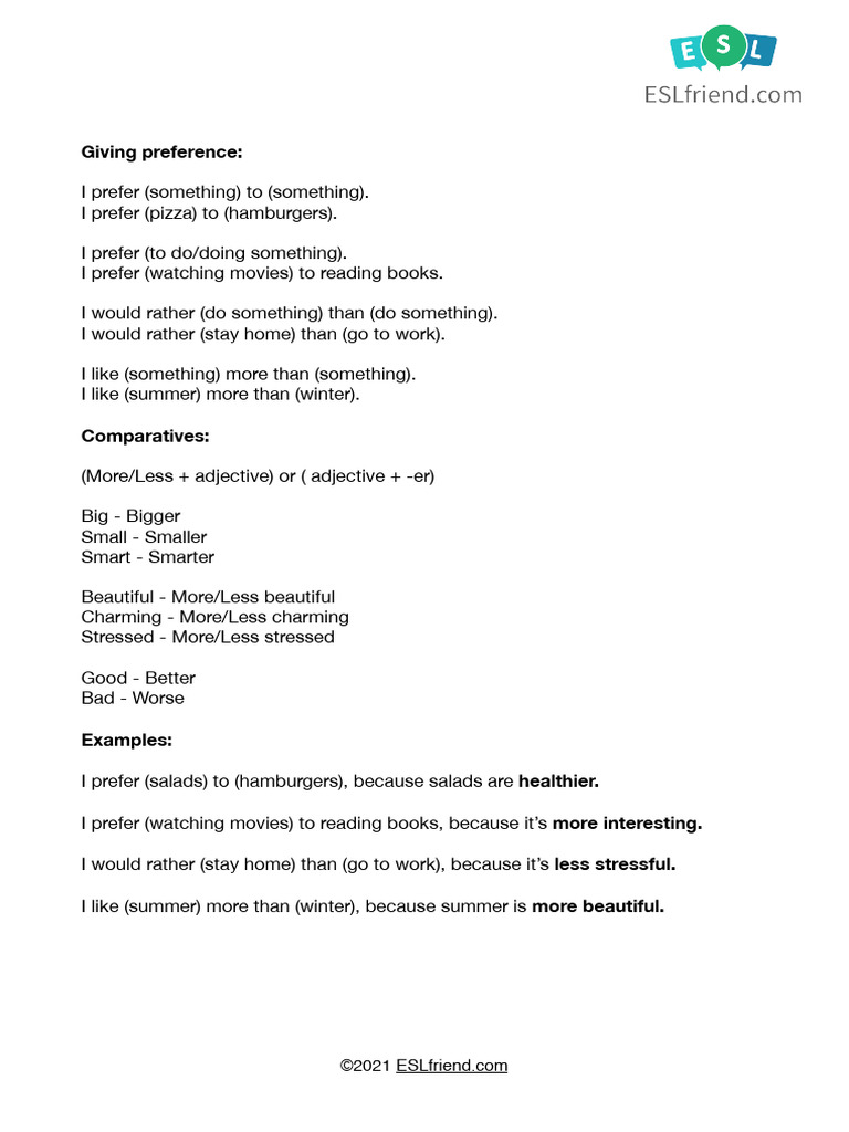 Preferences and Comparatives | PDF