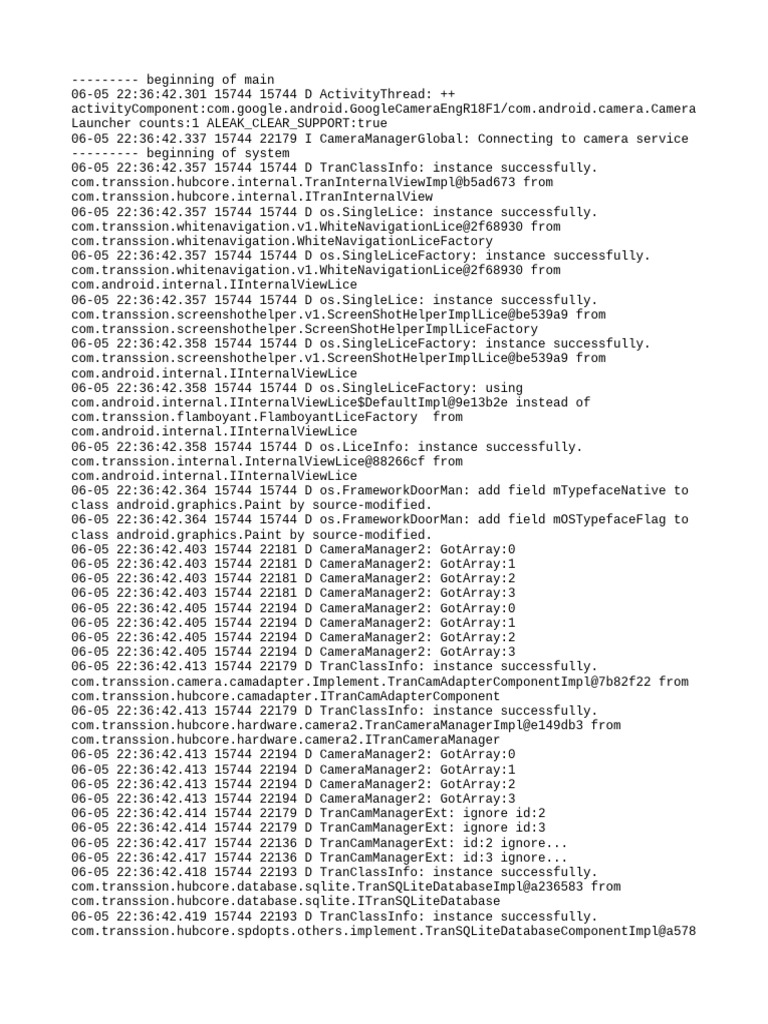GVH-364 Camera Service Log Analysis | PDF | Android (Operating System ...