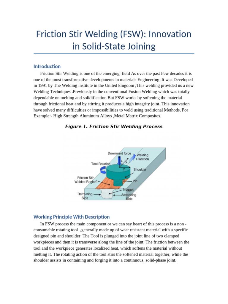 Friction Stir Welding MAnufacturing Process | PDF | Welding | Construction