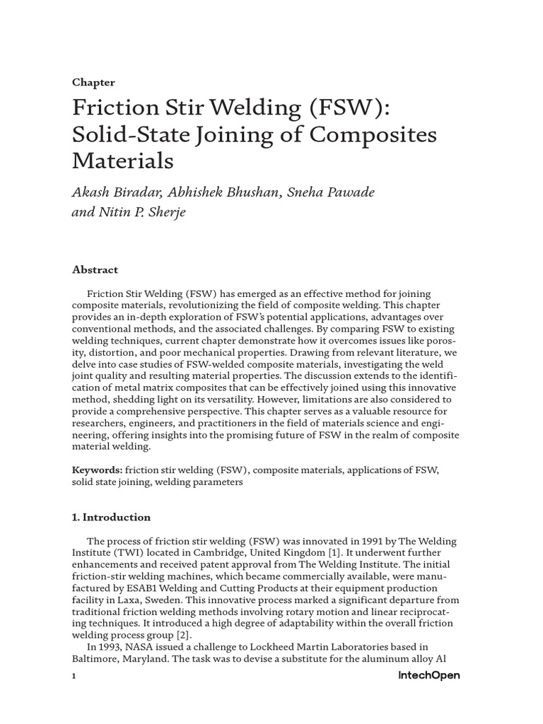Friction Stir Welding of Composite Materials | PDF | Construction | Welding