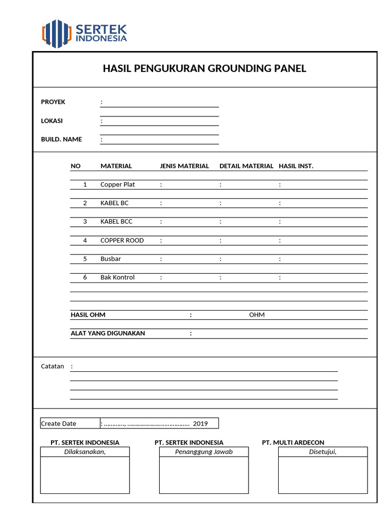 Hasil Pengukuran Grounding Panel | PDF