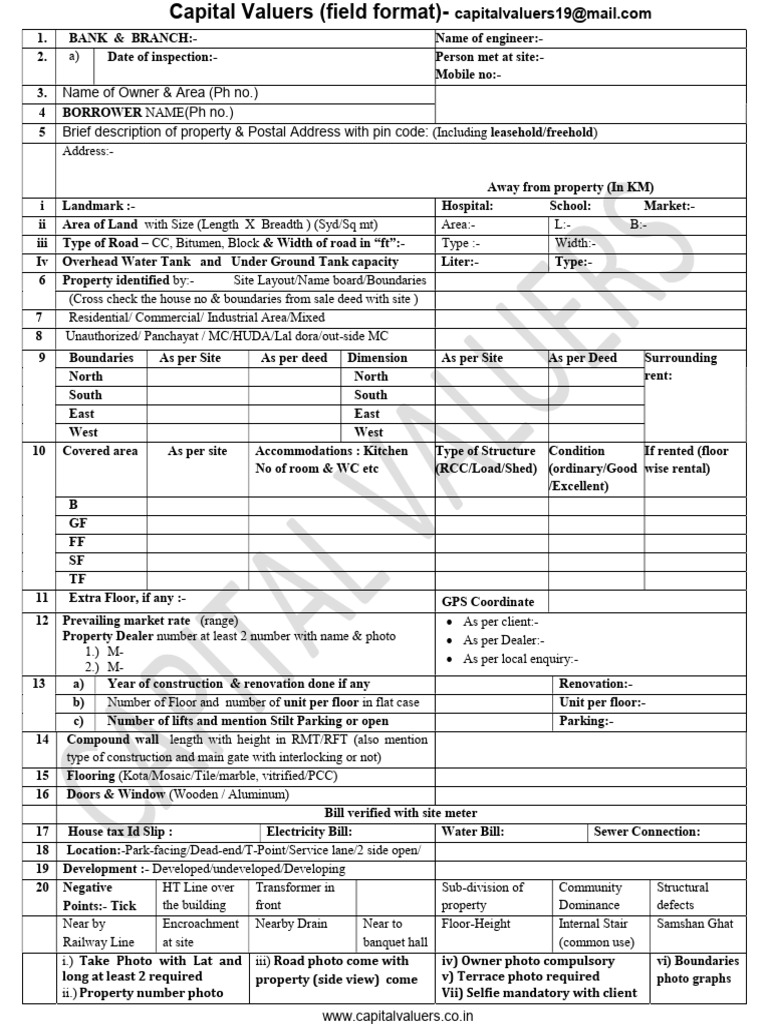Property Valuation Inspection Checklist | PDF