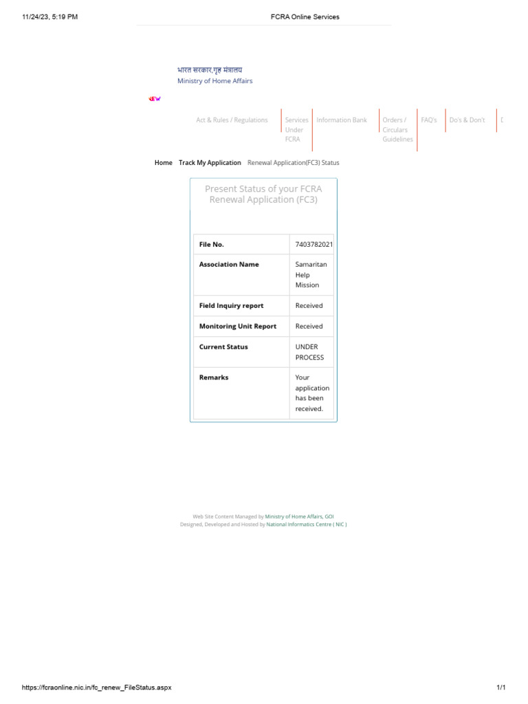 FCRA Online Application Status Guide | PDF | E Government | Government ...