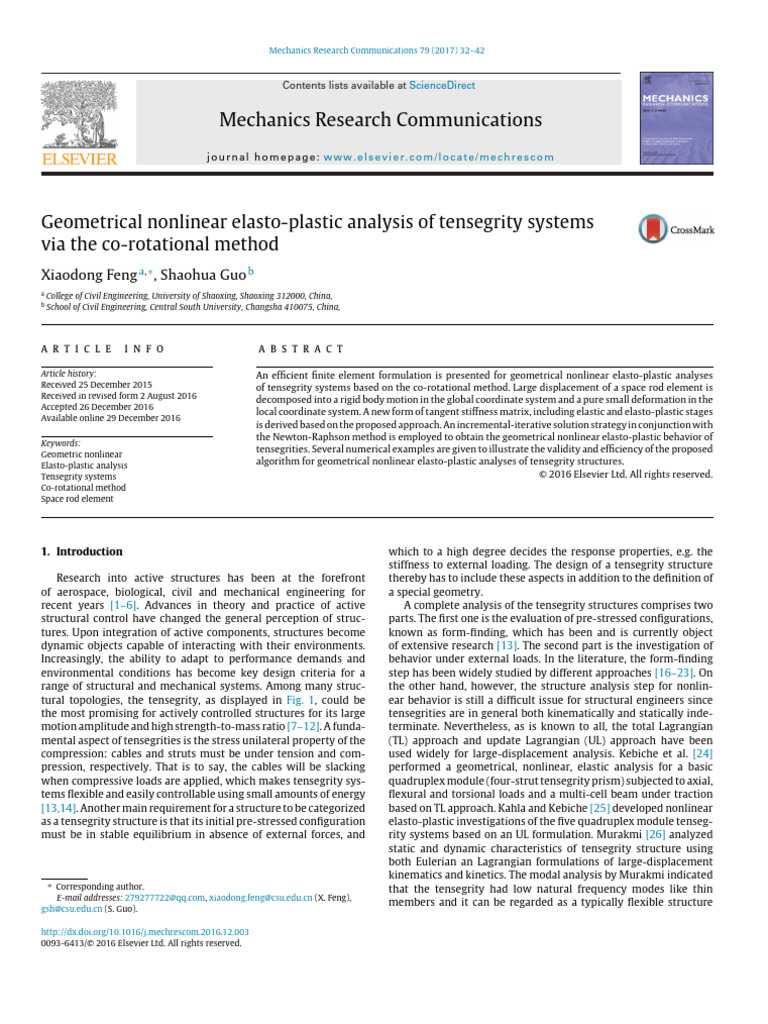 Nonlinear Elasto-Plastic Analysis of Tensegrity | PDF | Stress ...