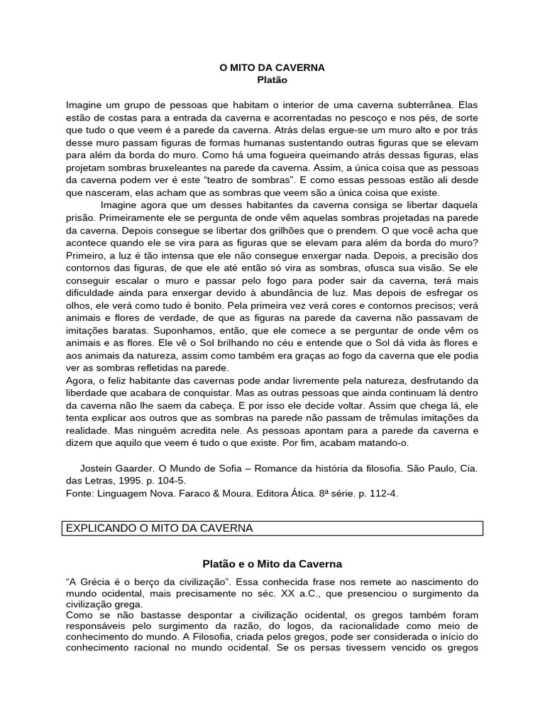 Entendendo o Mito da Caverna de Platão | PDF | Platão