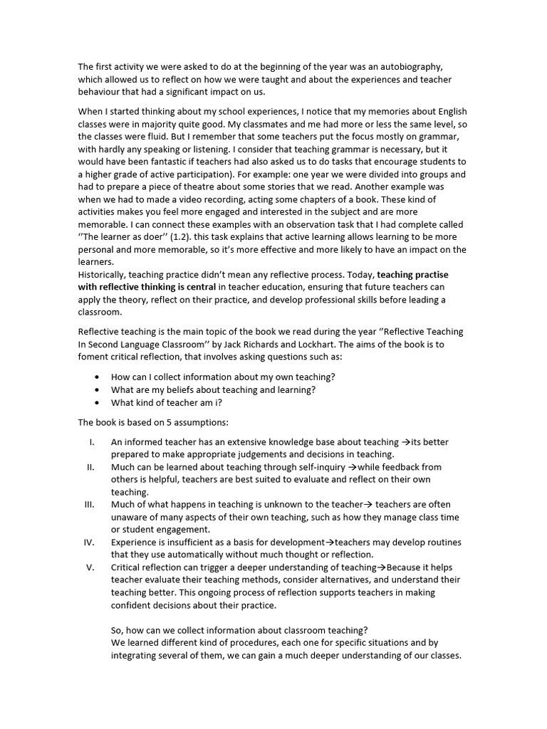 Reflective Teaching in Language Education | PDF | Learning | Learning ...