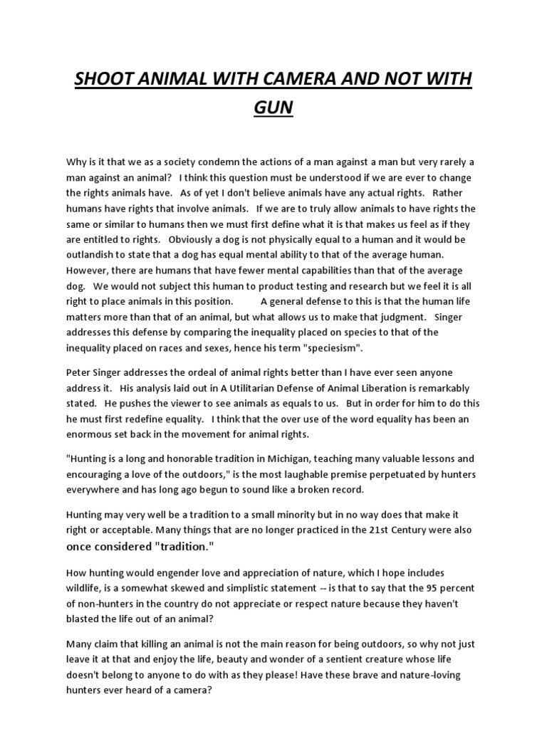 Animal Rights vs. Hunting Ethics | PDF | Hunting | Animal Rights