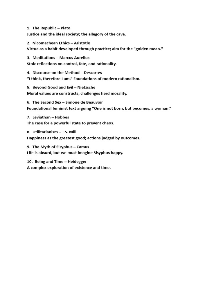 Key Philosophical Texts Overview | PDF